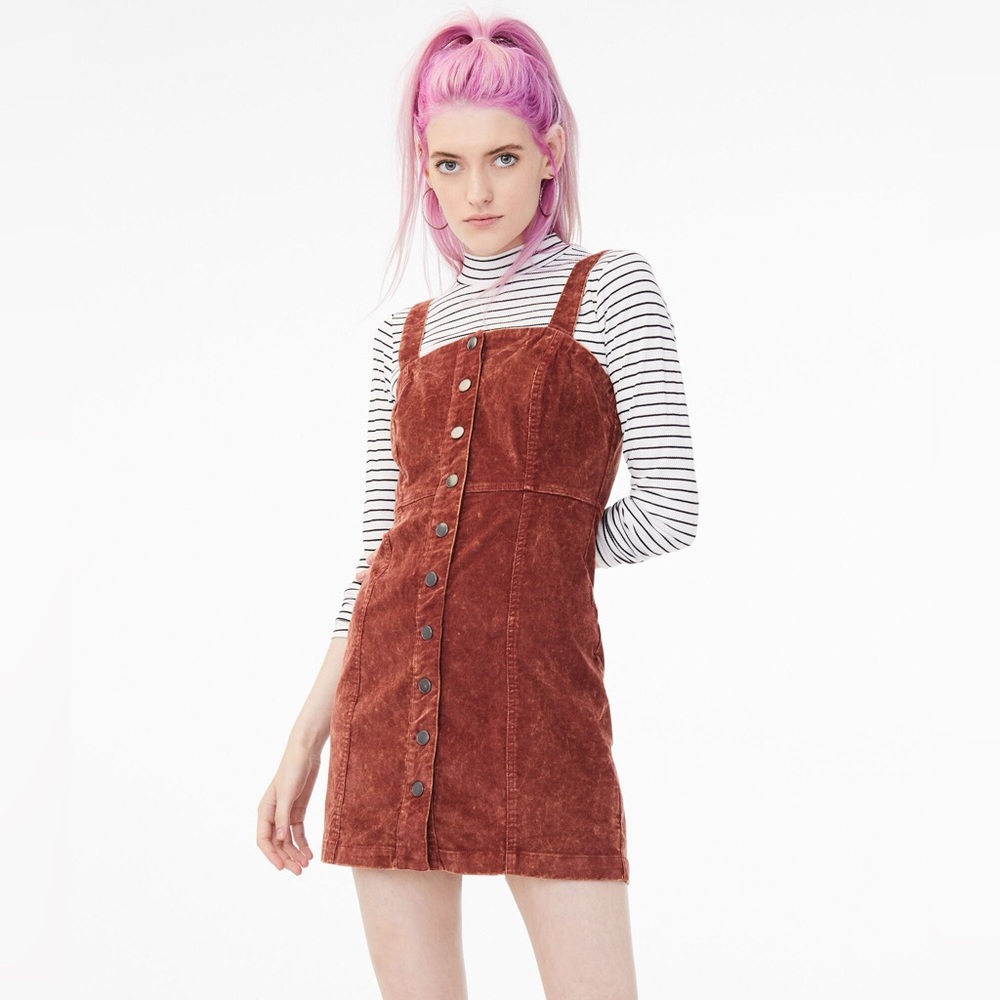 Aeropostale Corduroy Button-Front Rustic Red Dress Small